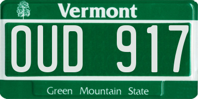 VT license plate OUD917
