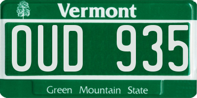 VT license plate OUD935