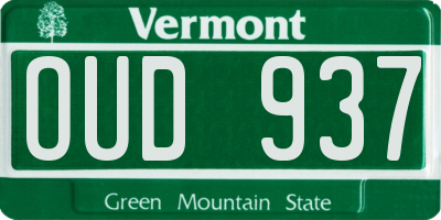 VT license plate OUD937