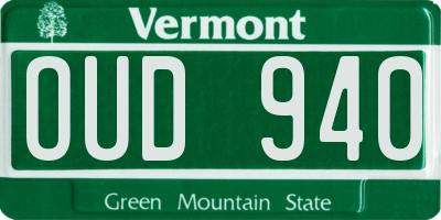 VT license plate OUD940