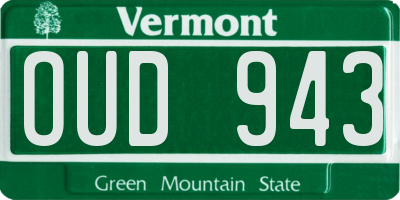 VT license plate OUD943