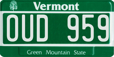 VT license plate OUD959
