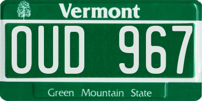 VT license plate OUD967