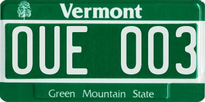 VT license plate OUE003