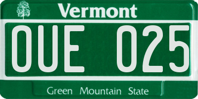 VT license plate OUE025