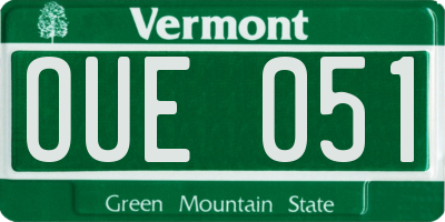 VT license plate OUE051