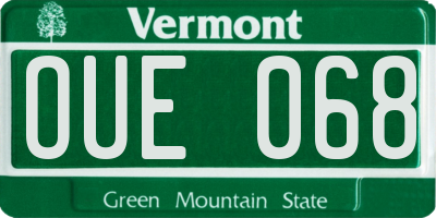 VT license plate OUE068