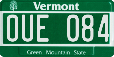 VT license plate OUE084