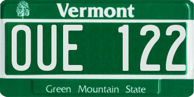 VT license plate OUE122