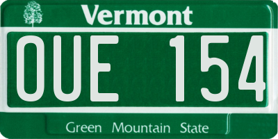 VT license plate OUE154