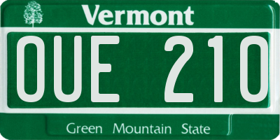 VT license plate OUE210