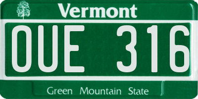 VT license plate OUE316