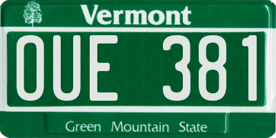 VT license plate OUE381