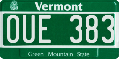VT license plate OUE383