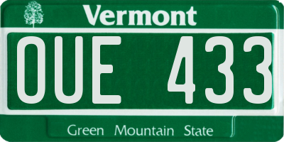 VT license plate OUE433