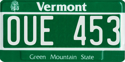 VT license plate OUE453