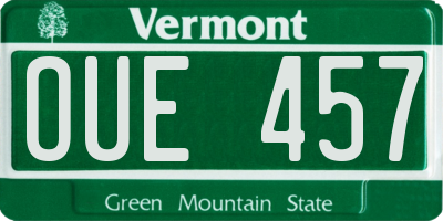 VT license plate OUE457