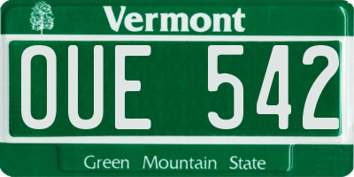 VT license plate OUE542
