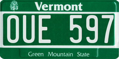 VT license plate OUE597