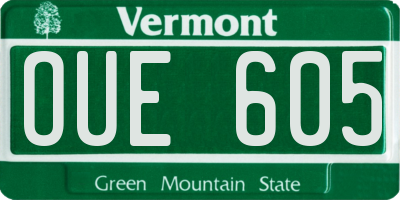 VT license plate OUE605