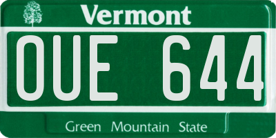 VT license plate OUE644