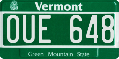 VT license plate OUE648