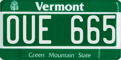 VT license plate OUE665