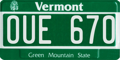 VT license plate OUE670