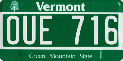 VT license plate OUE716