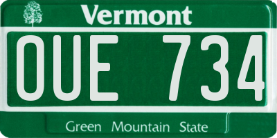 VT license plate OUE734