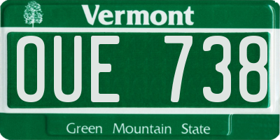 VT license plate OUE738