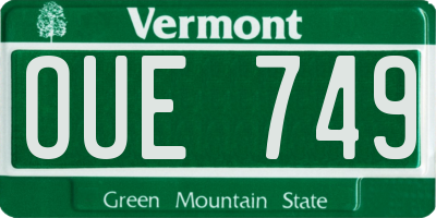 VT license plate OUE749