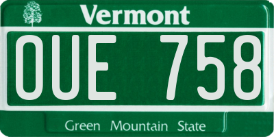 VT license plate OUE758
