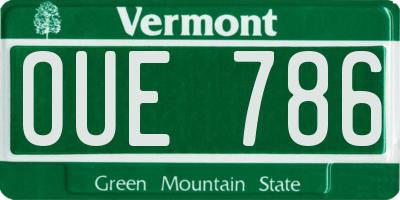 VT license plate OUE786