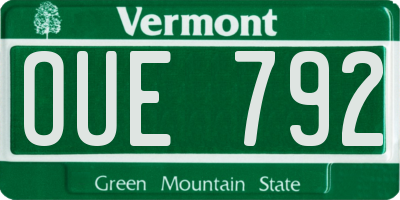 VT license plate OUE792
