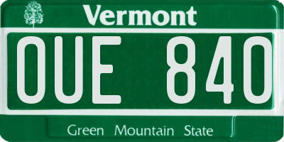 VT license plate OUE840