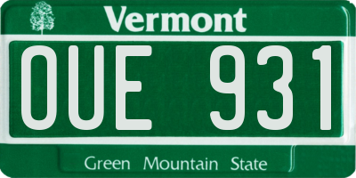 VT license plate OUE931