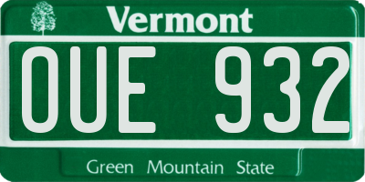 VT license plate OUE932