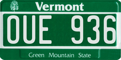 VT license plate OUE936