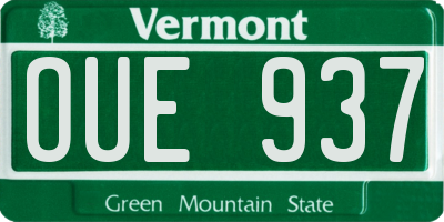 VT license plate OUE937