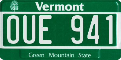 VT license plate OUE941