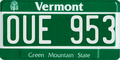 VT license plate OUE953
