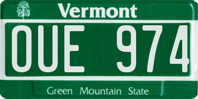 VT license plate OUE974