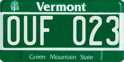VT license plate OUF023
