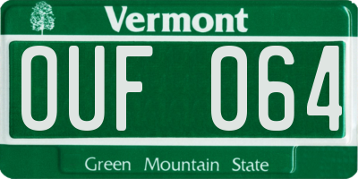 VT license plate OUF064