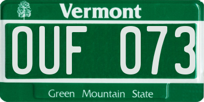 VT license plate OUF073