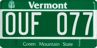 VT license plate OUF077