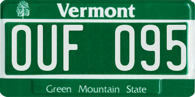 VT license plate OUF095
