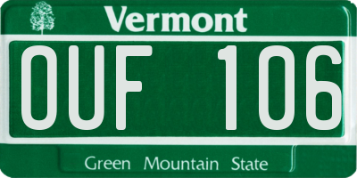 VT license plate OUF106