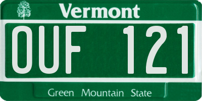 VT license plate OUF121